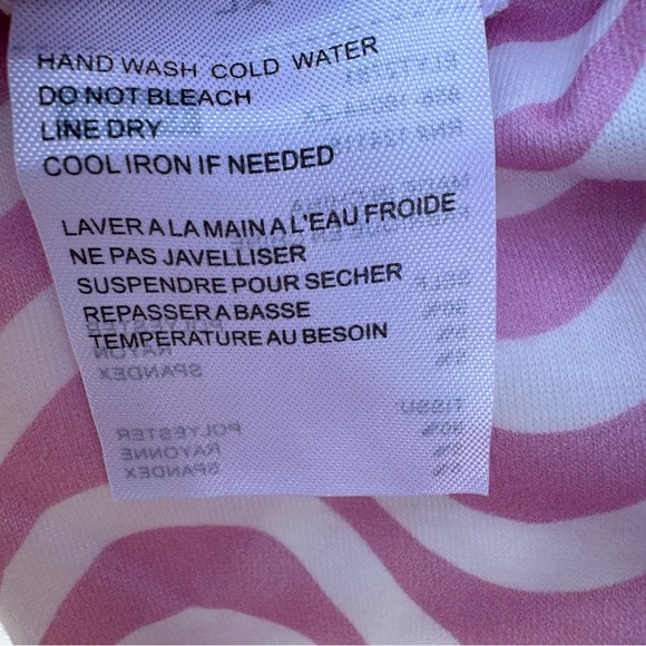 Elodie Abstract Warped Print Long Sleeve Crop Top Pink / White Women Size XL - Picture 12 of 13